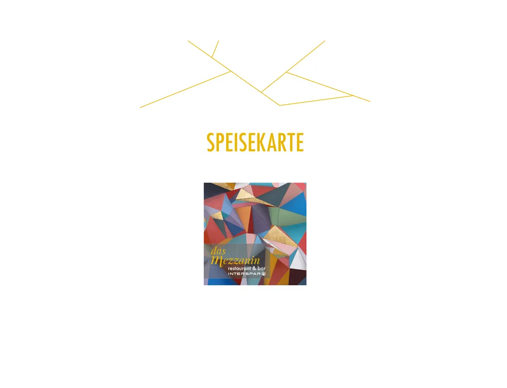 Titelblatt der Speisekarte im mezzanin
