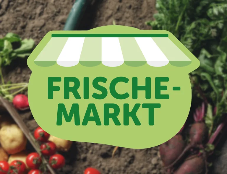 Sujet zum Frischemarkt mit grüner Schrift