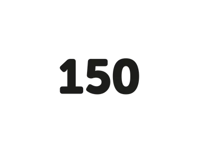 Schwarze Zahl "150"