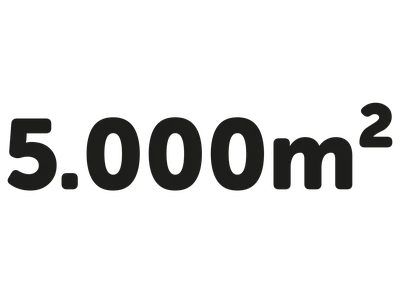 Schwarze Zahl "5.000 m2"