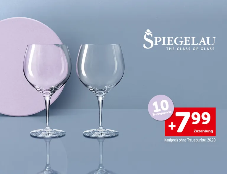 Zwei Gin Tonic-Gläser und die Aufschrift "10 Treuepunkte. +7,99€ Zuzahlung. Kaufpreis ohne Treuepunkte: 26,90€"
