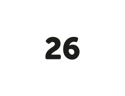 Schwarze Zahl "26"