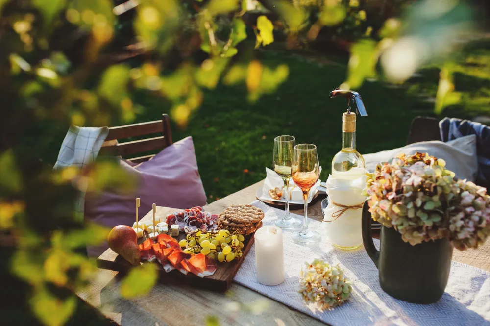 Festlich gedeckter Tisch im Garten