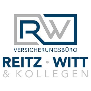 Logo des Versicherungsbüros Reitz, Witt & Kollegen mit den Buchstaben RW in grau und blau. - Fritz Reitz, BarmeniaGothaer Aldenhoven