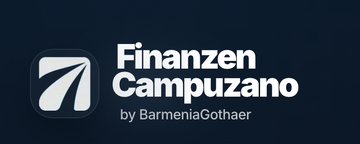 Logo mit Icon und Text: "Finanzen Campuzano by BarmeniaGothaer" auf dunklem Hintergrund.
