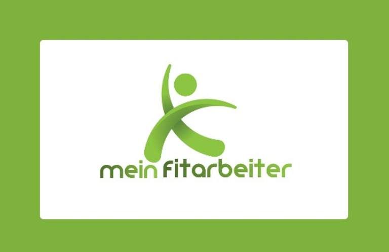 Grünes Logo mit stilisierter Figur und dem Schriftzug "mein fitarbeiter" auf weißem Hintergrund.