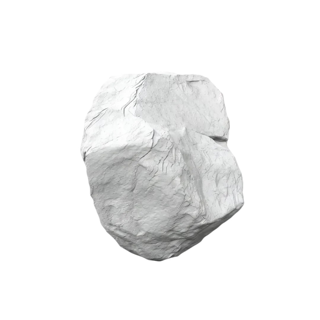 White textured rock with visible cracks on a plain black background.