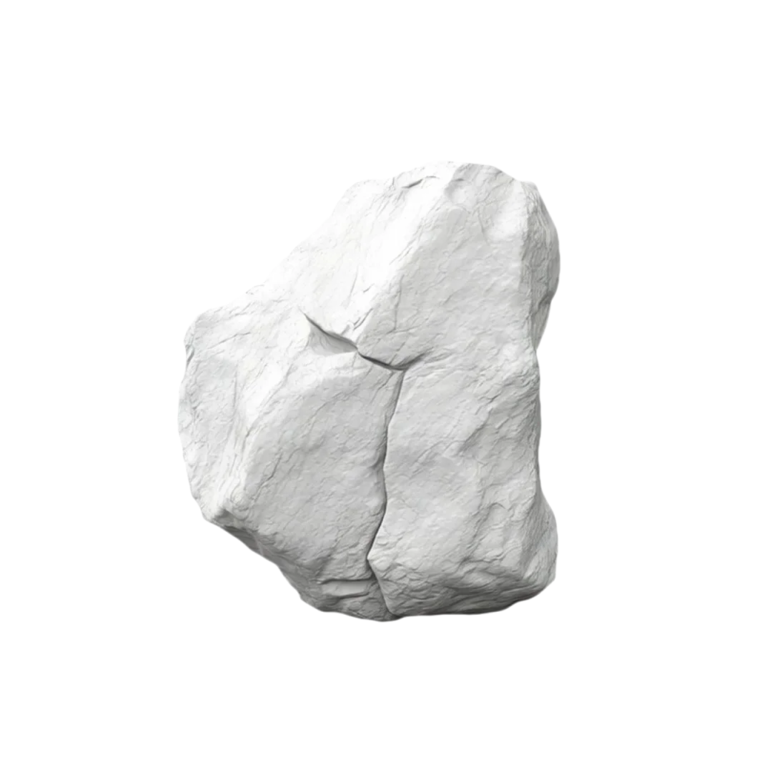 White textured rock with visible cracks on a plain black background.