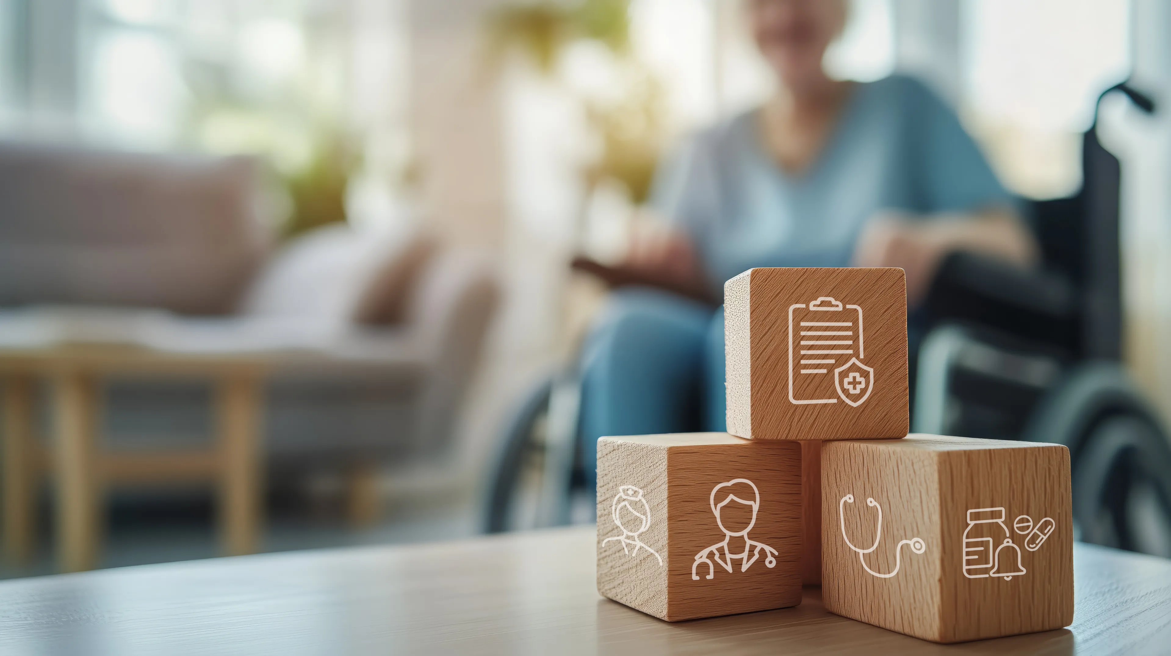 Blur foto blokken zorg icon