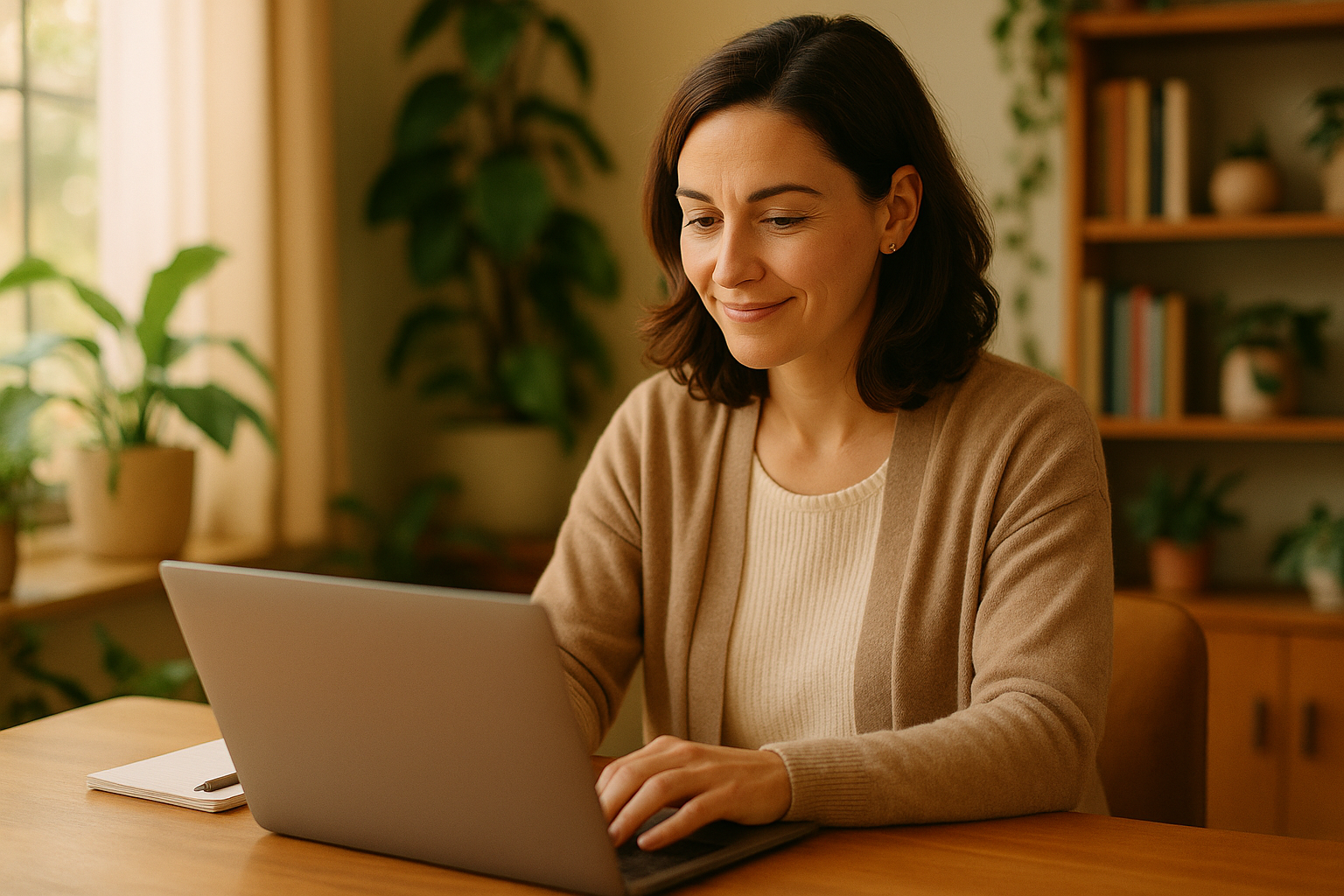 Beraterin bei der Online-Beratung am Laptop