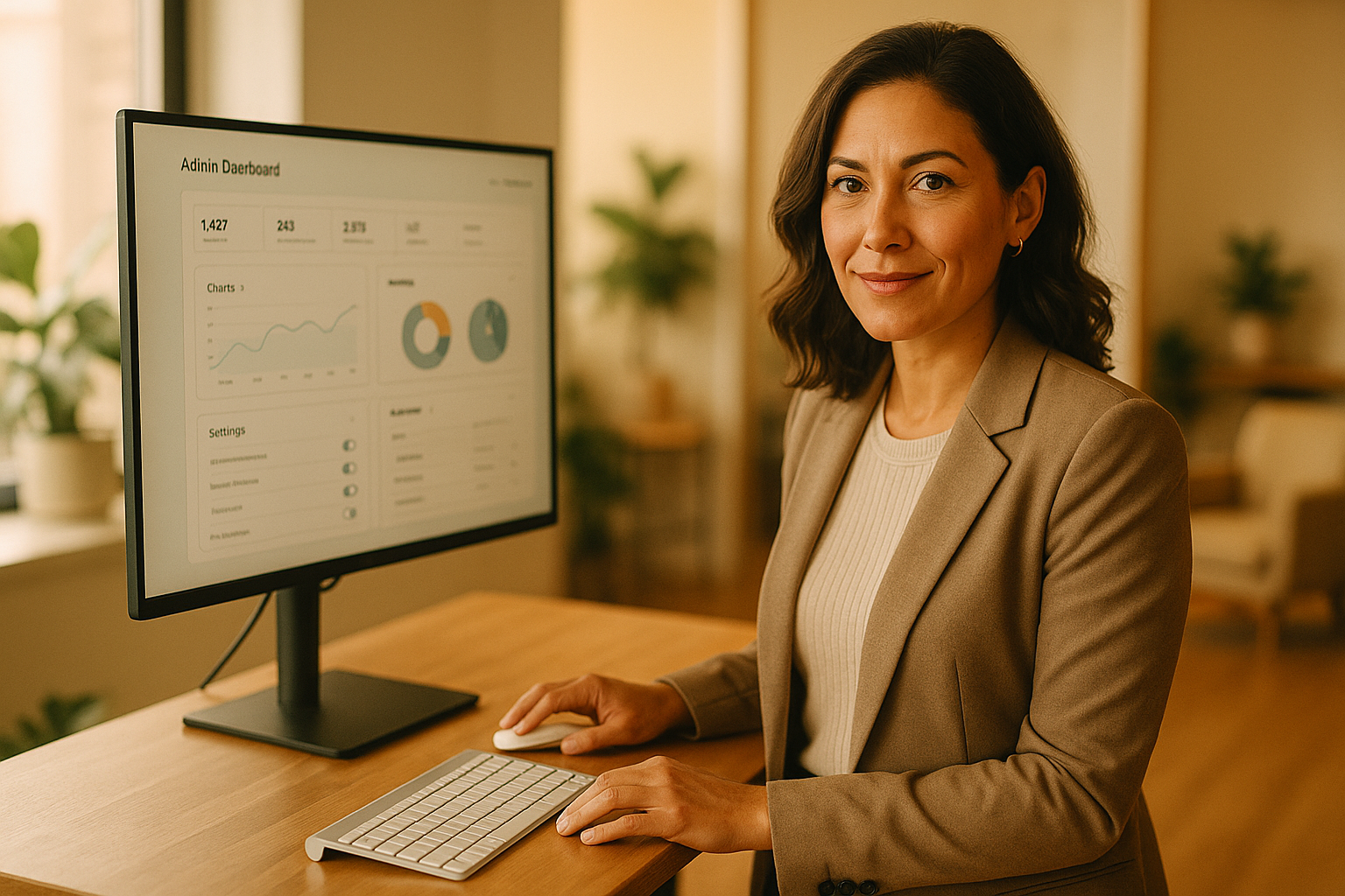 Administratorin am Bildschirm