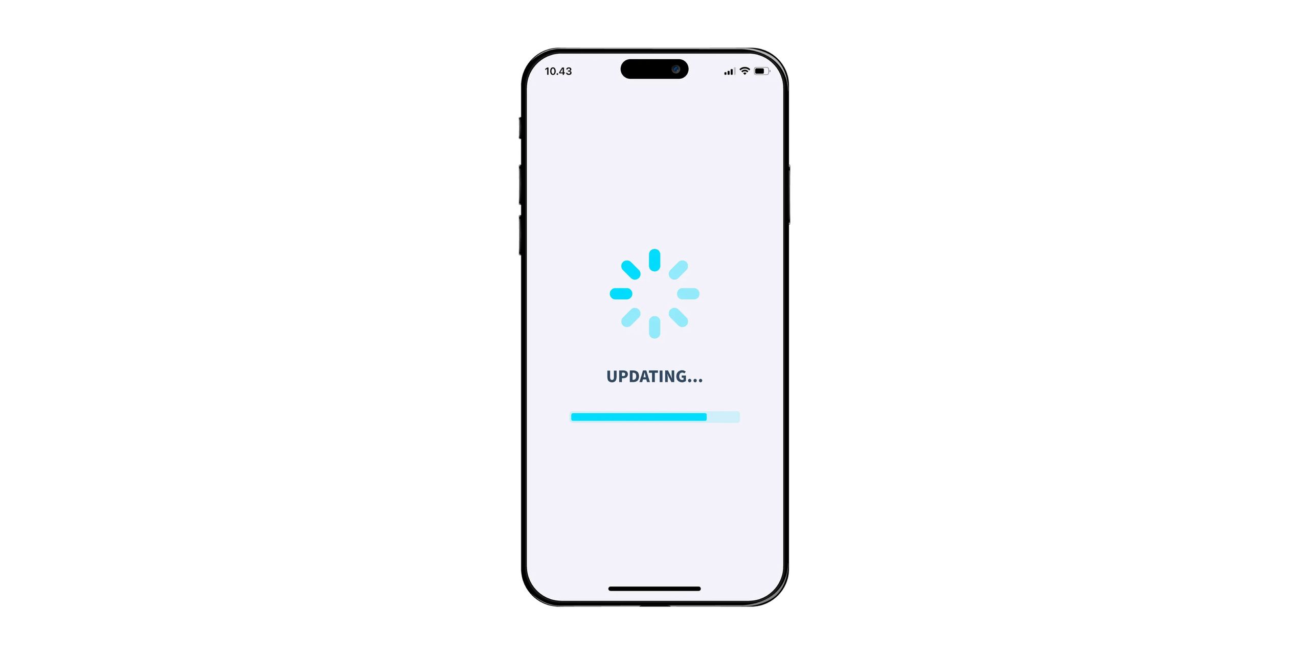 Smartphone screen showing an "updating" progress bar.