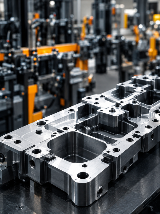 Maquinaria y componentes en una línea industrial con aplicaciones de visión artificial para automatizar el control de calidad.