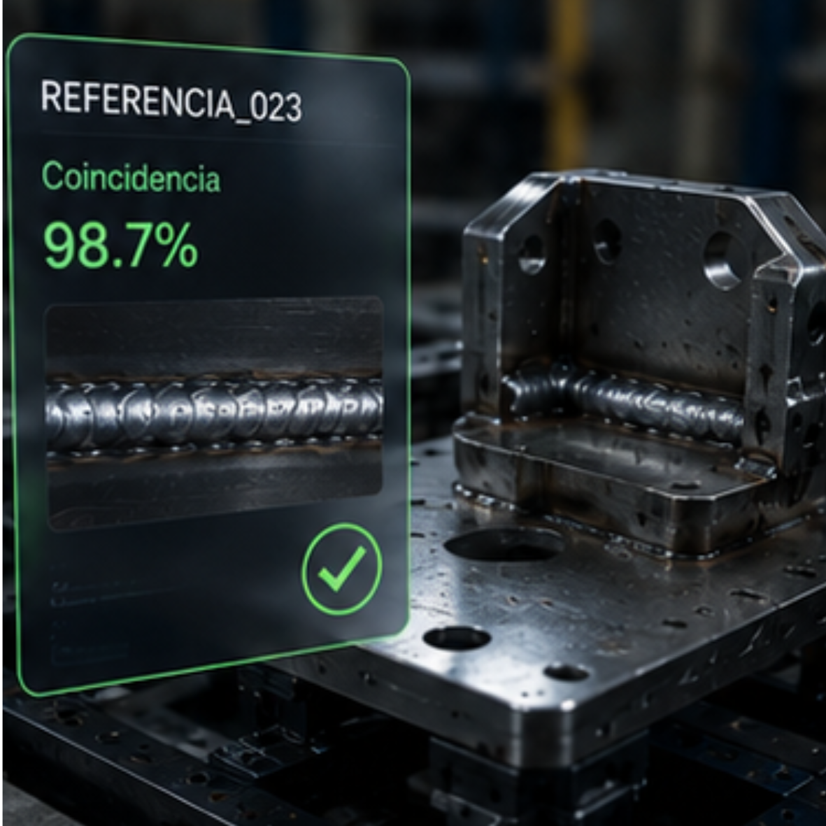 Validación de soldaduras según la referencia y configuración correspondiente de cada pieza industrial.