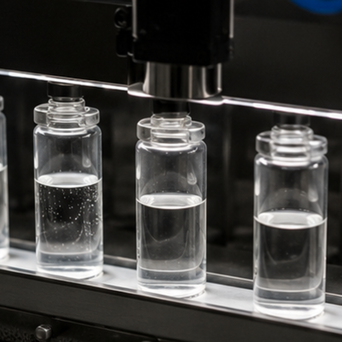 Detección de partículas y cuerpos extraños en viales mediante visión artificial durante la producción farmacéutica.