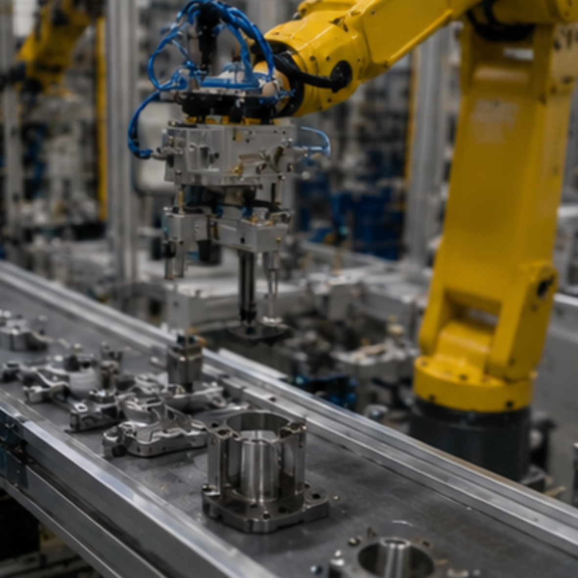 Integración de la clasificación automática de piezas con procesos posteriores de una línea de producción industrial.
