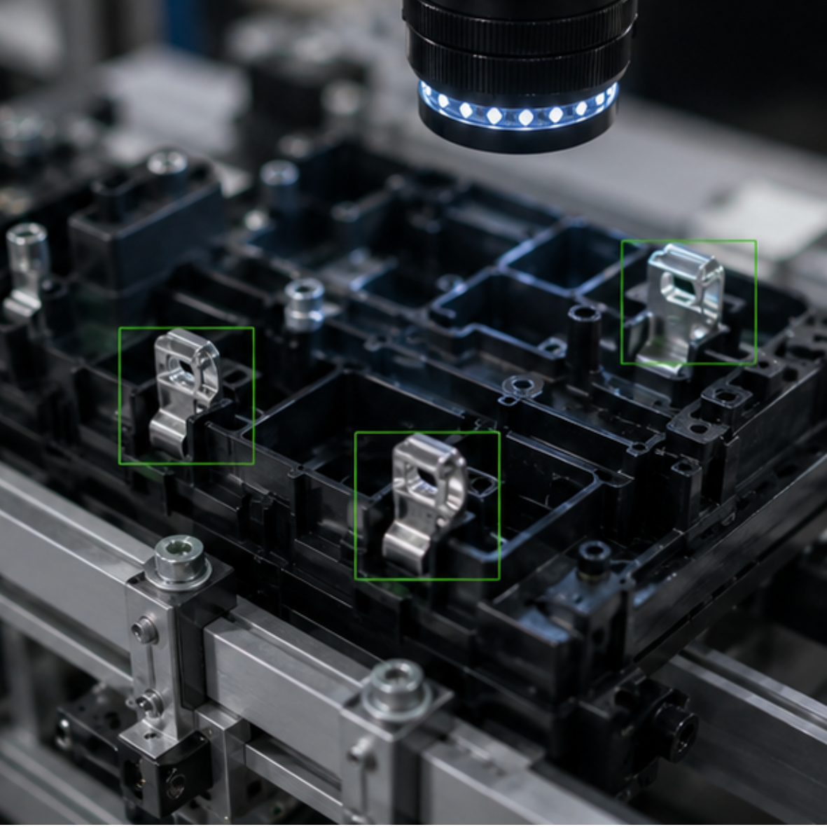 Detección automática de clips, grapas y elementos de fijación durante el proceso de ensamblaje industrial.