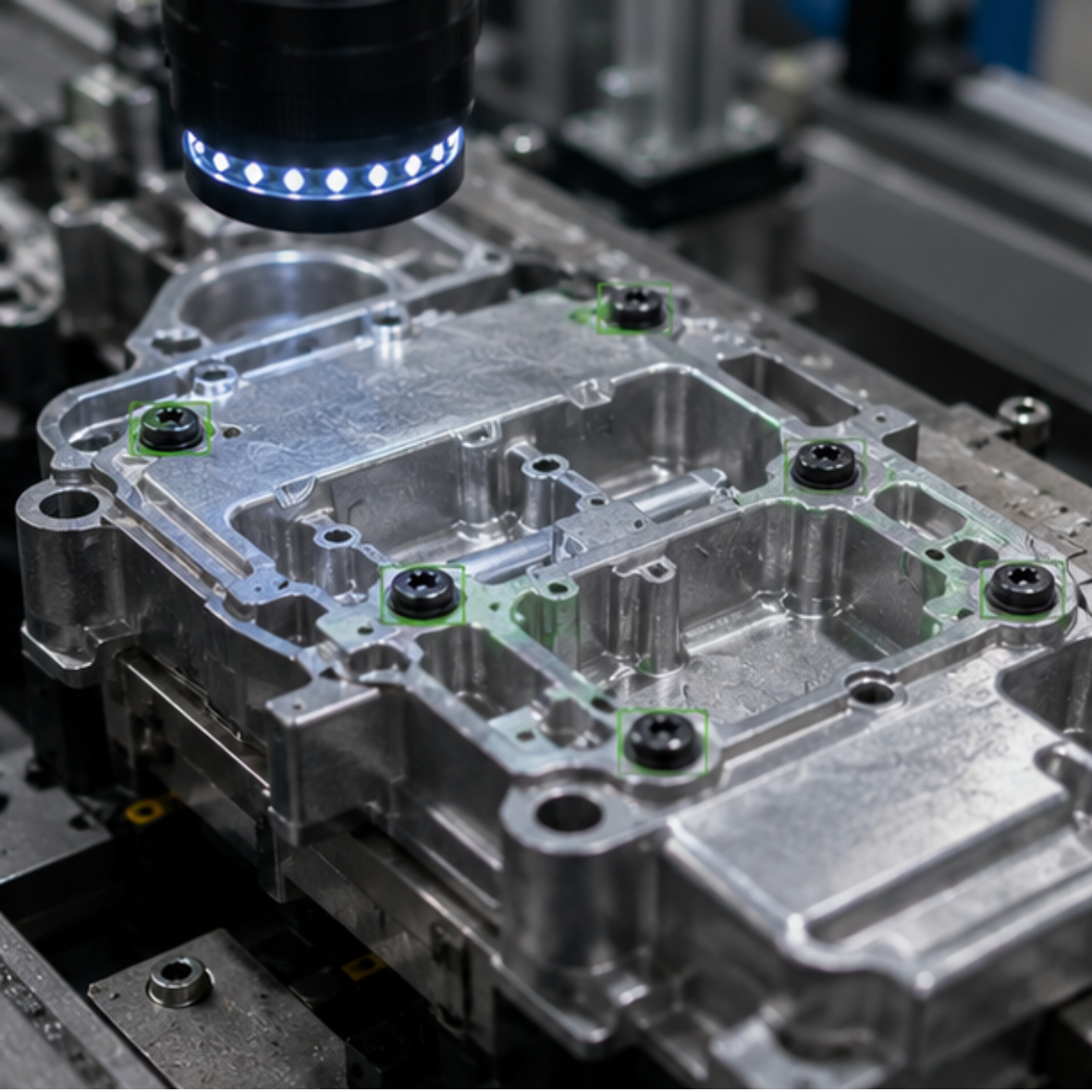 Inspección automática de la presencia de tornillos y elementos de fijación mediante visión artificial industrial.