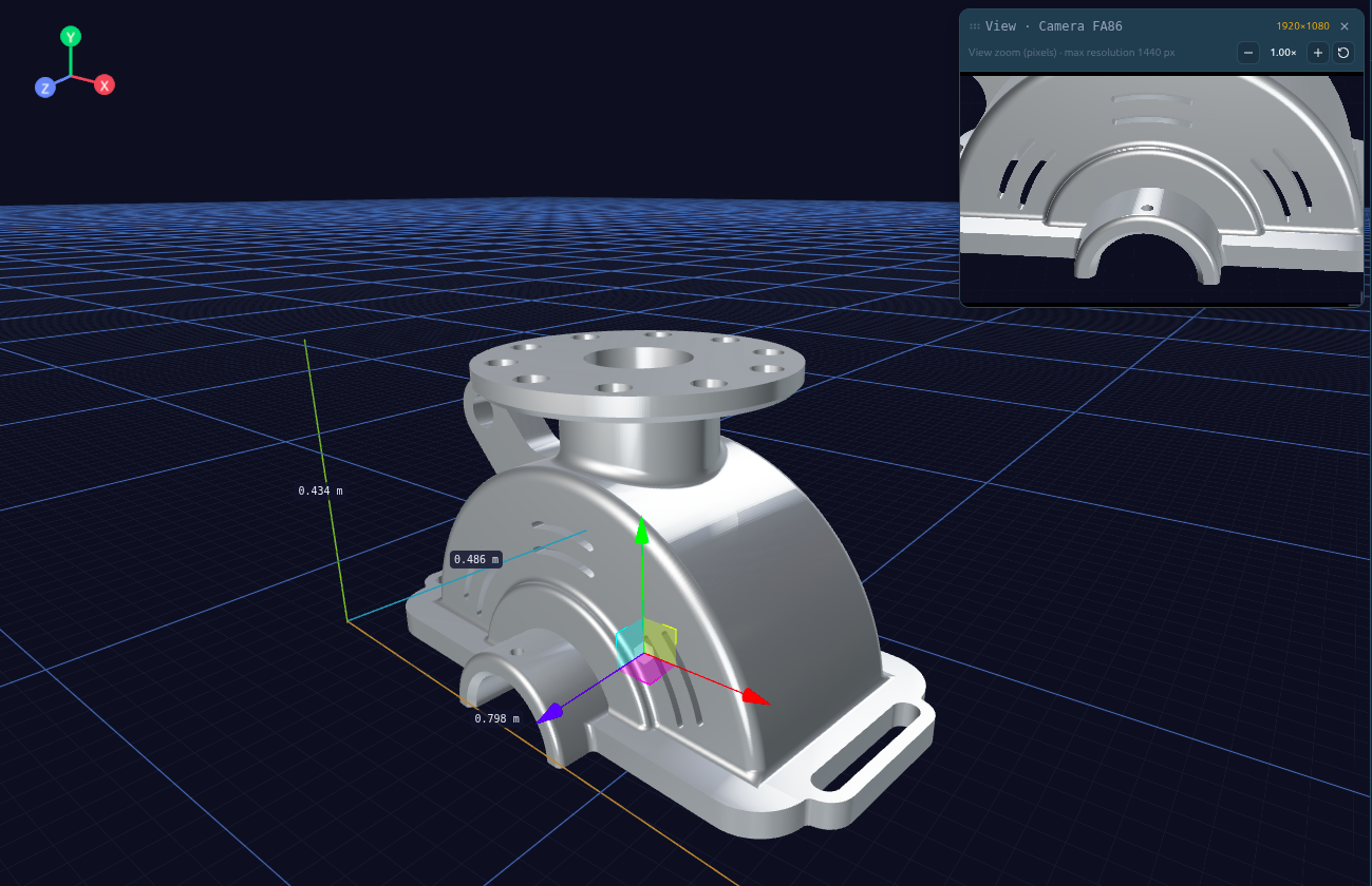 Piezas CAD en escena