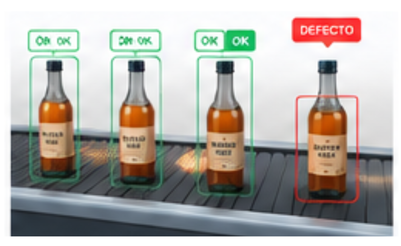 Inspección visual automática de productos en una línea de producción mediante IA, con detección de productos correctos y defectuosos