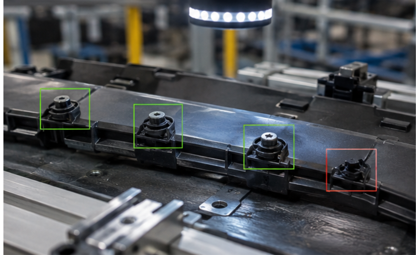 Verificación automática de clips, grapas y elementos de fijación mediante visión artificial industrial.