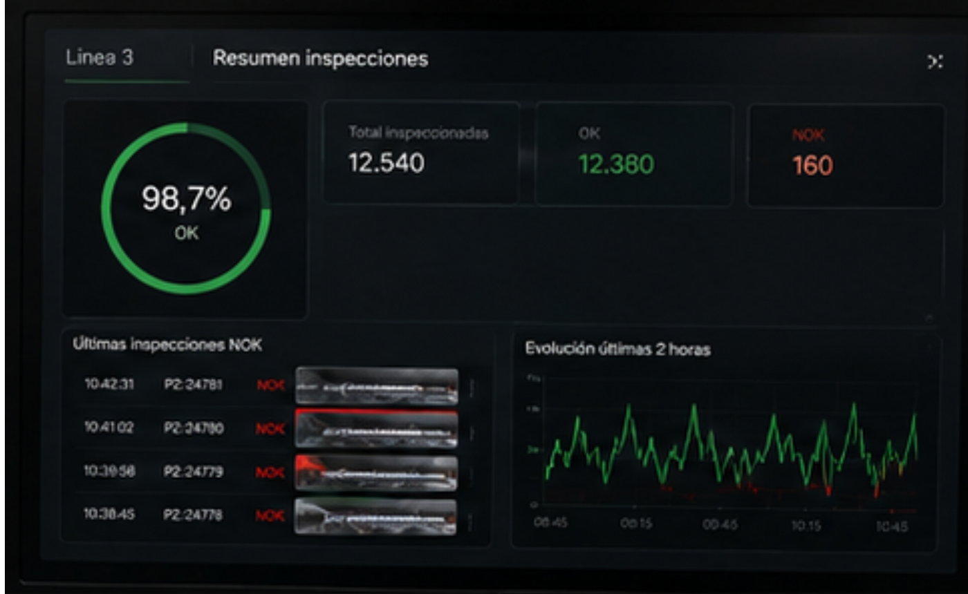 Registro automático de resultados de inspección de soldaduras para garantizar la trazabilidad del proceso industrial.