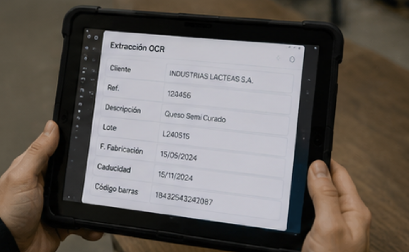 Lectura OCR de etiquetas industriales para extraer texto, referencias y códigos