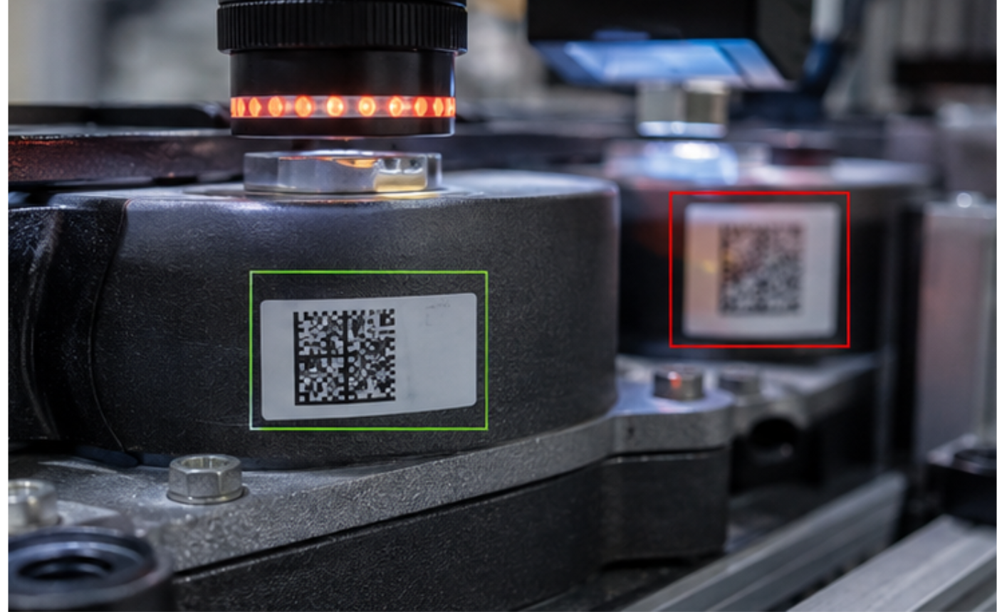 Inspección automática de etiquetas y códigos para verificar su presencia, referencia y correcta identificación del producto.