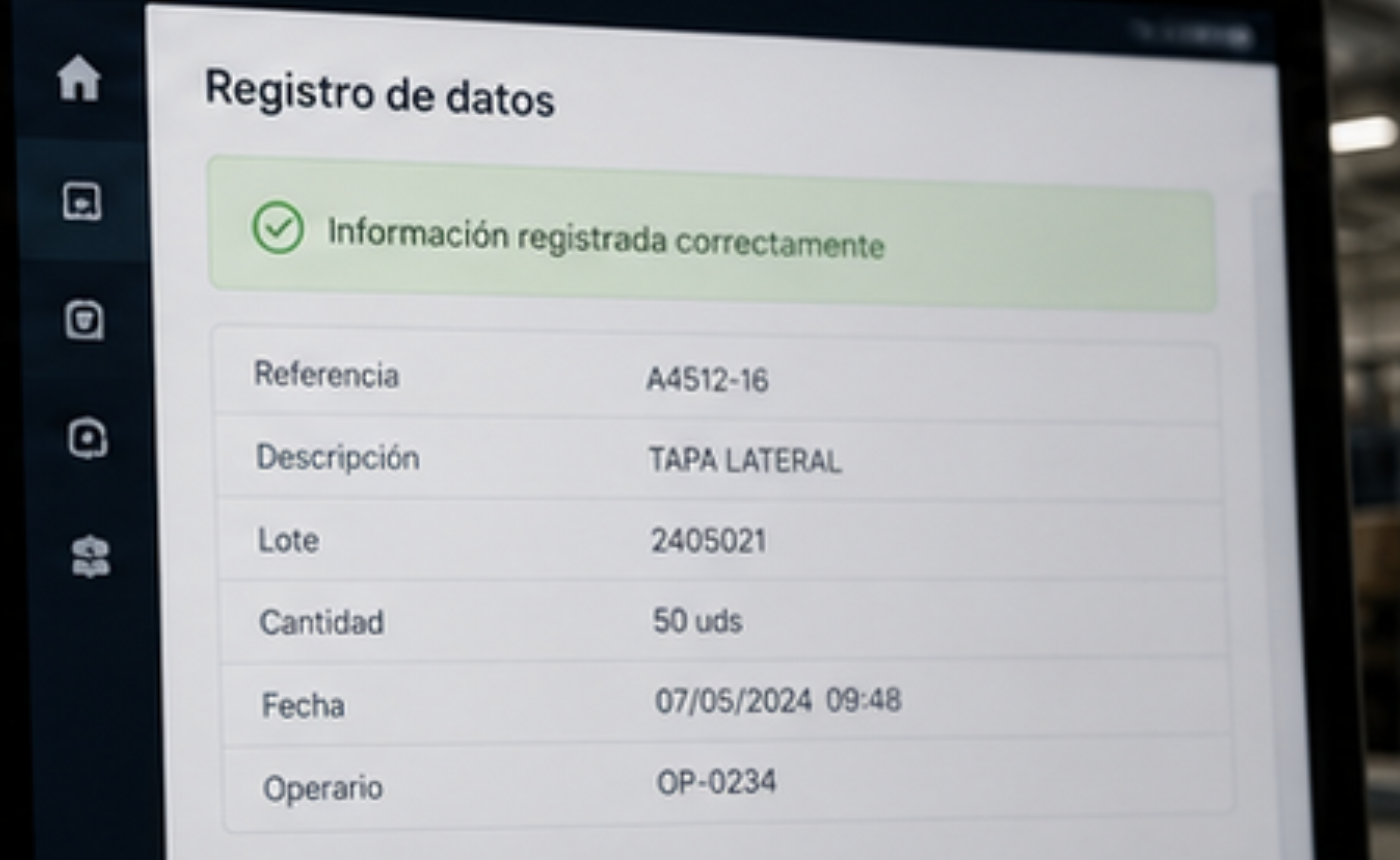 Registro automático de la información capturada para garantizar la trazabilidad