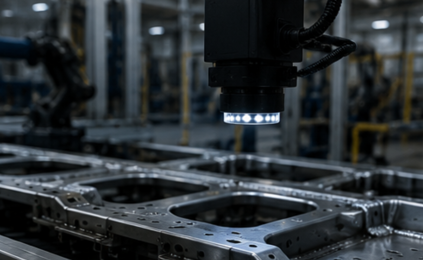 Captura de imágenes de uniones soldadas mediante cámaras industriales para su inspección automática.