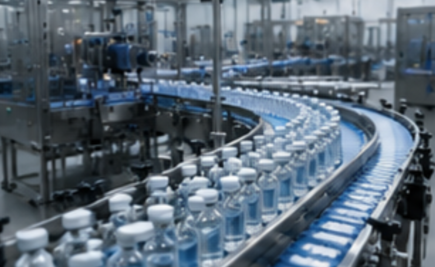 Línea de producción farmacéutica de alta velocidad con monitorización automática de grandes volúmenes de producto