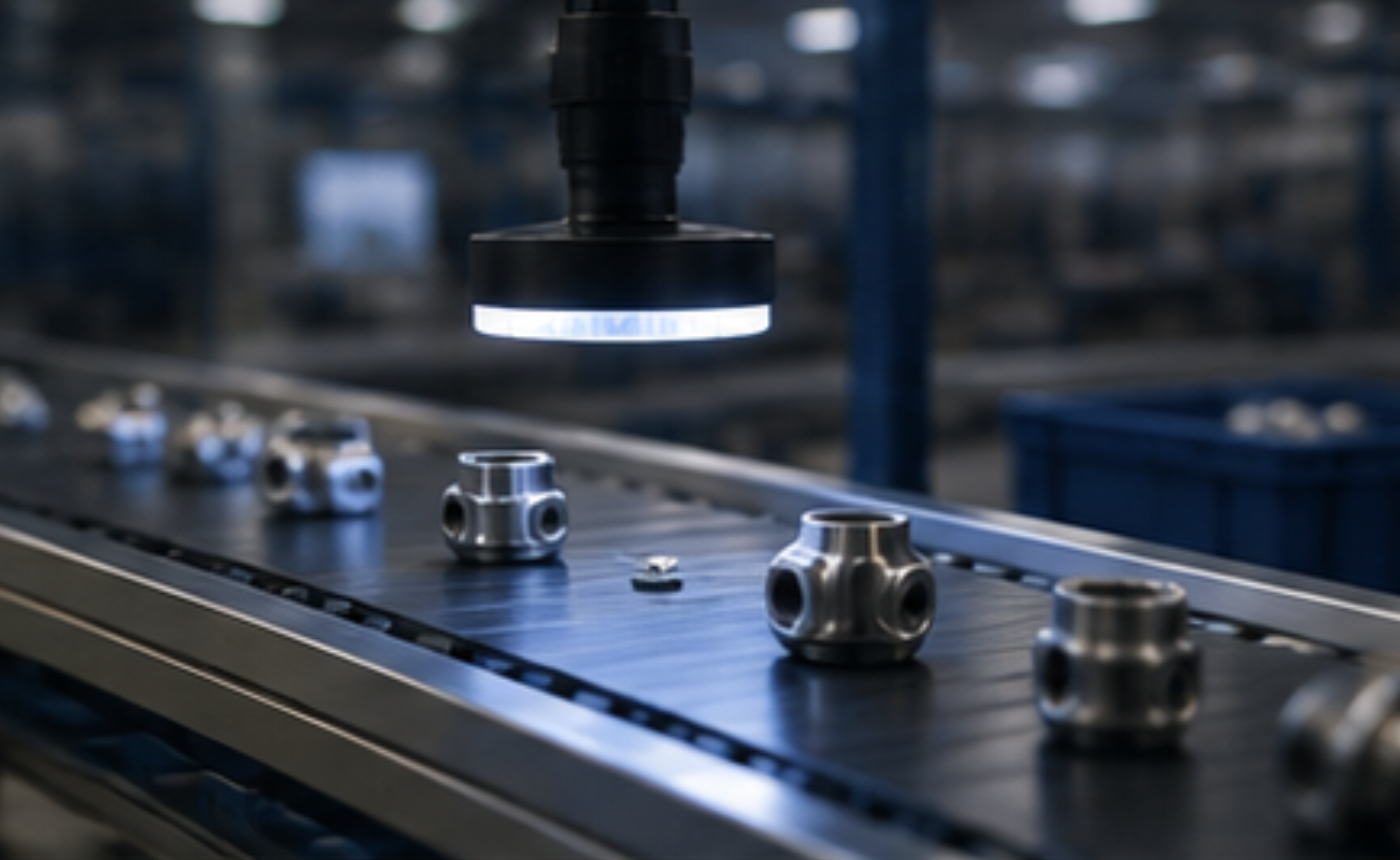 Captura de imágenes de productos mediante cámaras industriales en un almacén logístico