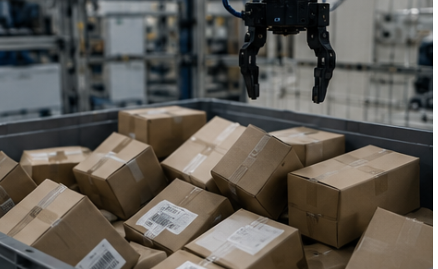 Objetos superpuestos identificados mediante visión artificial para automatización logística