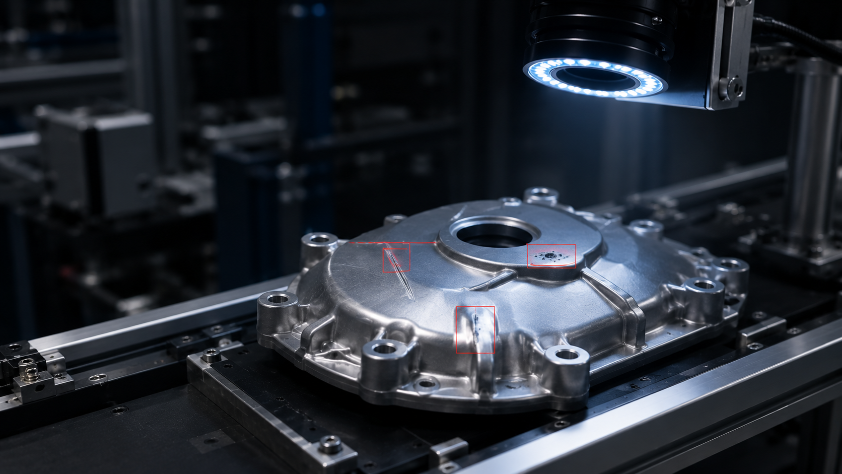 Detección automática de defectos superficiales en piezas metálicas mediante visión artificial industrial.