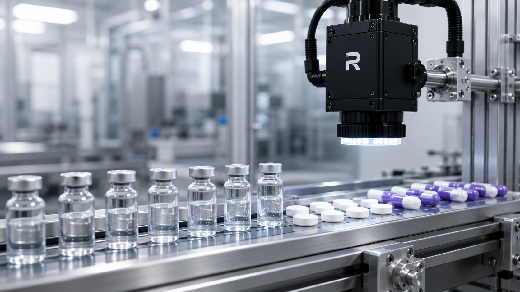 Inspección automática de viales, comprimidos y cápsulas mediante visión artificial en una línea de producción farmacéutica