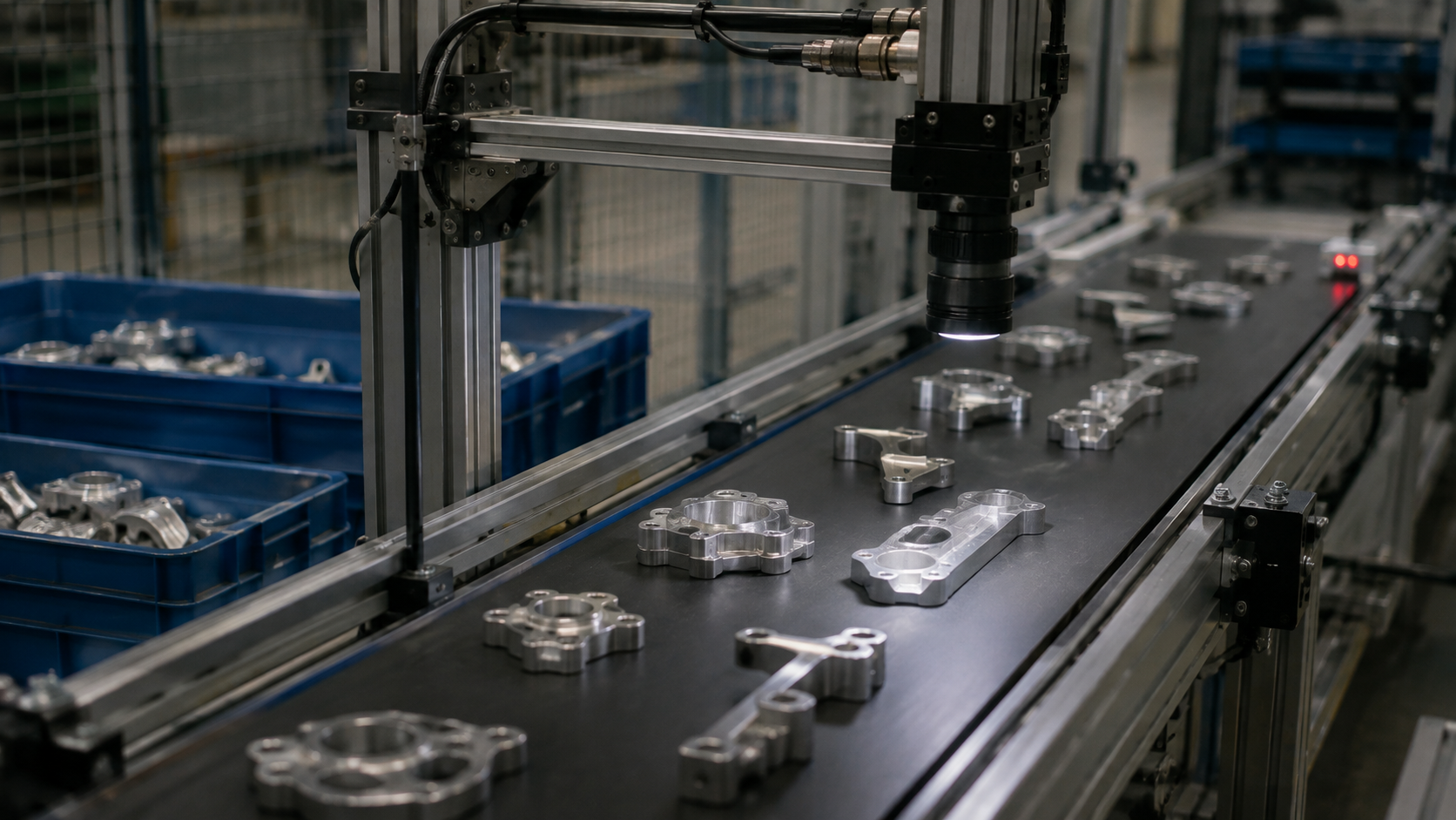 Clasificación automática de piezas industriales mediante visión artificial en una línea de producción.