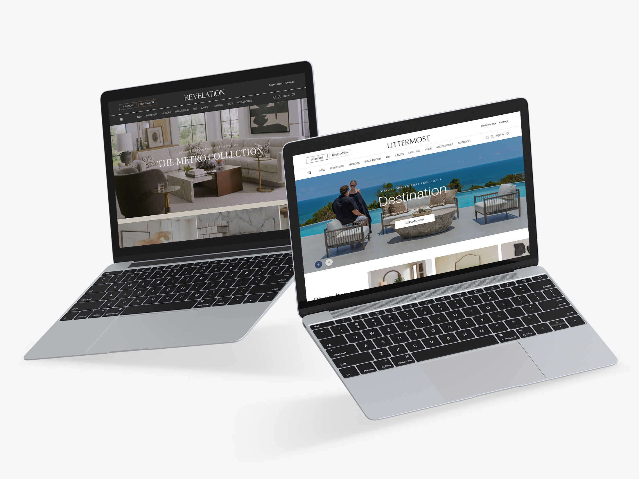 Two laptops displaying the Revelation and Uttermost homepages