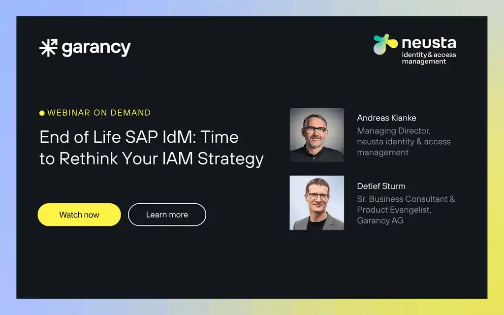 Garancy webinar with neusta: IAM strategies after SAP IdM
