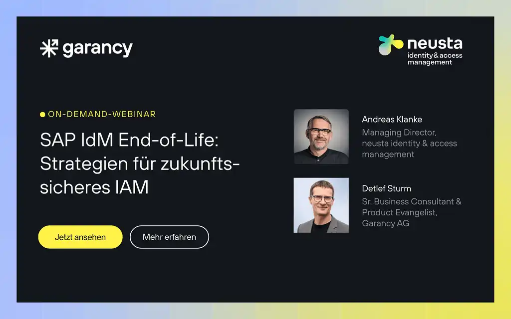 Garancy-Webinar mit neusta: IAM-Strategien nach SAP IdM