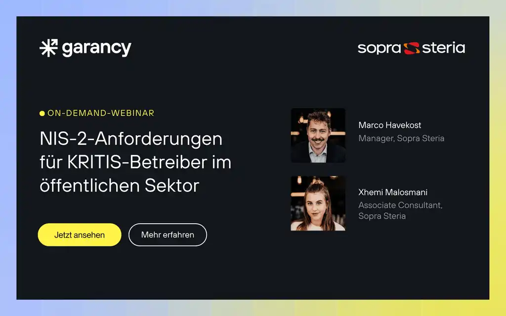 Garancy-Webinar mit Sopra Steria: NIS-2-Anforderungen für KRITIS-Betreiber