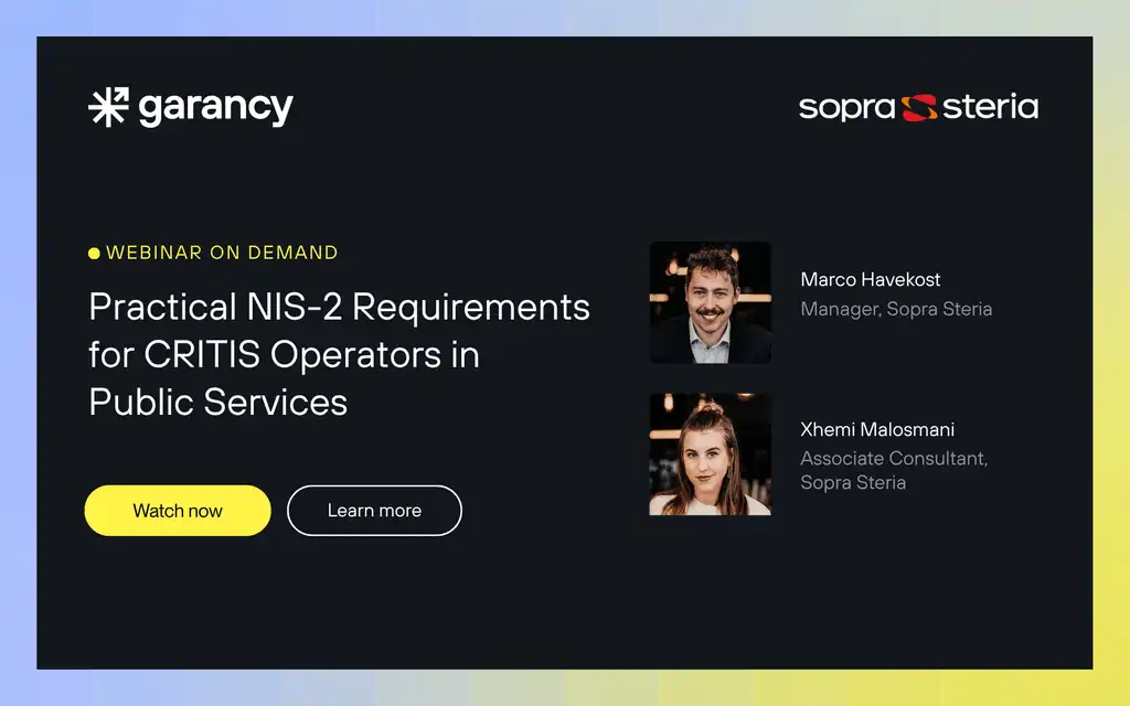 Garancy webinar with Sopra Steria: NIS-2 requirements for CRITIS operators