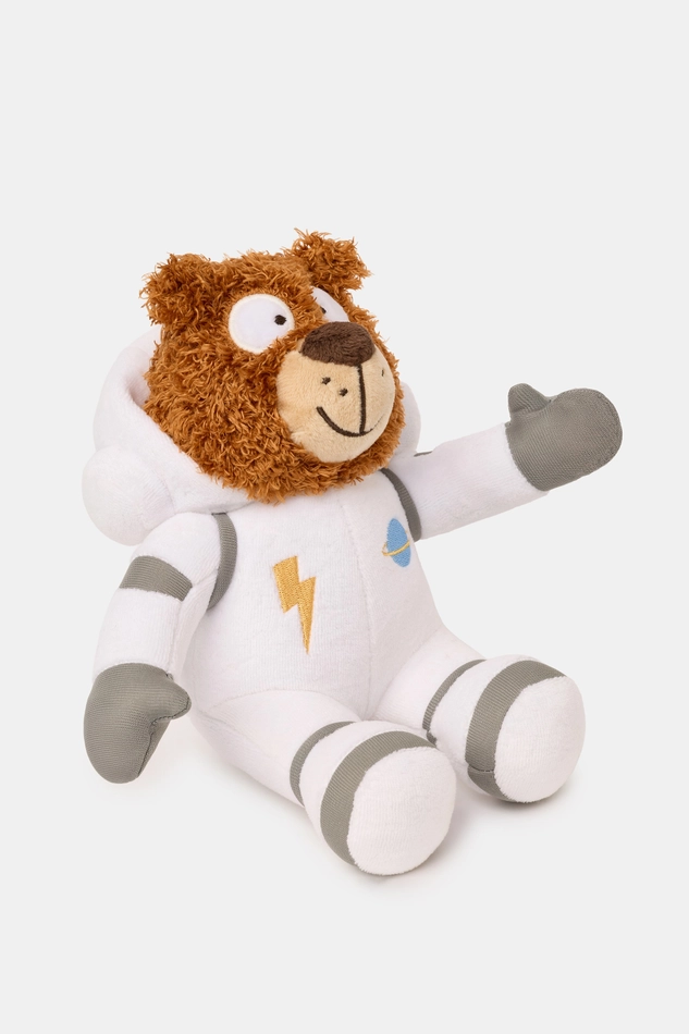 Woody berenknuffel van velours in astronautenthema