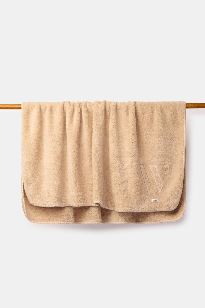 Beige Woody plaid, detailfoto van het textiel