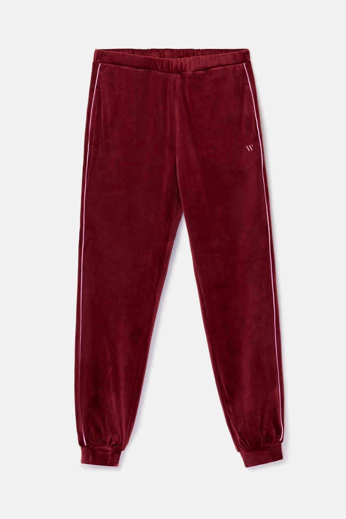 Bordeaux Woody velours huispak voor dames, sfeerbeeld