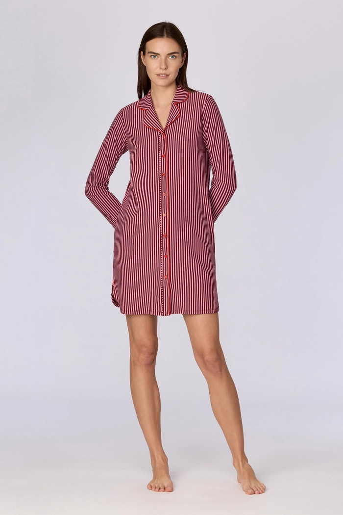Woody bordeaux-roze slaapkleed van soepel katoen, model en pasvorm