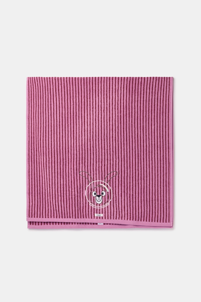 Roze gestreepte Woody handdoek van badstof