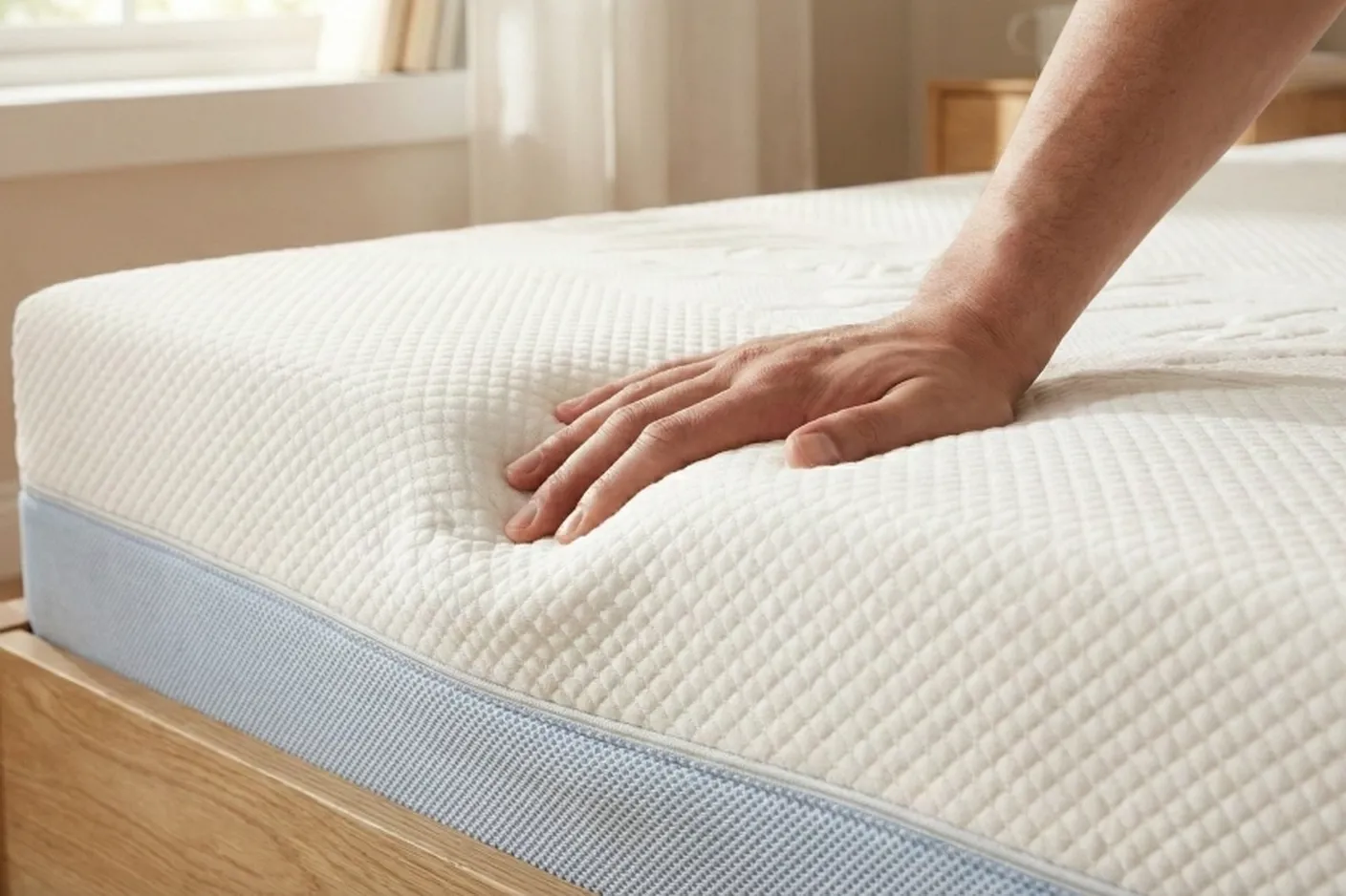 hand op matras
