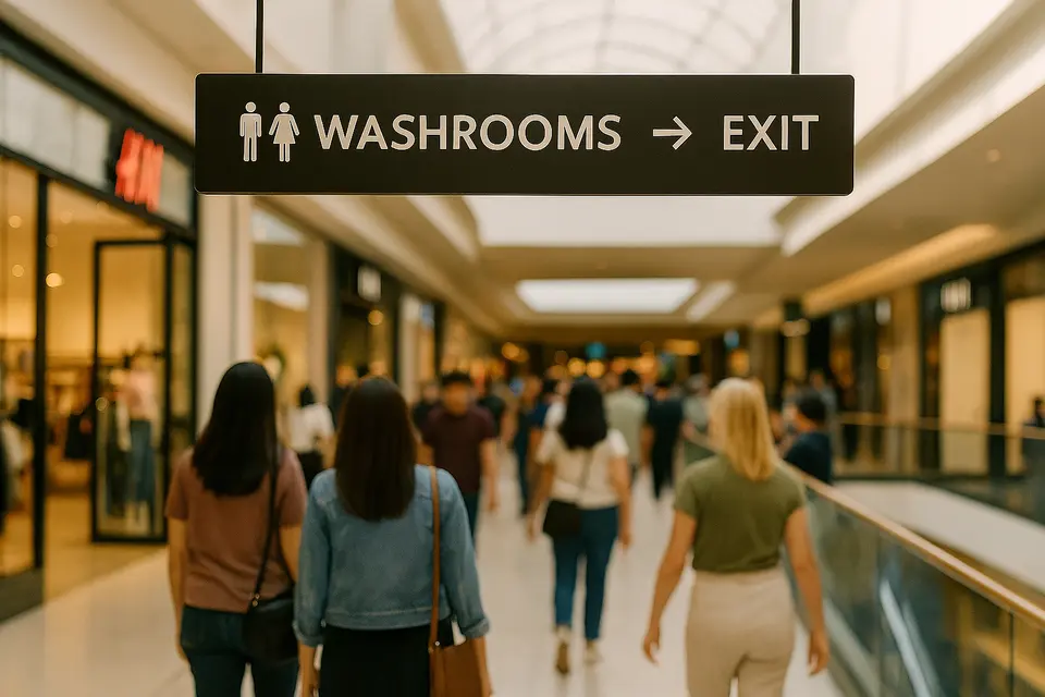 signs in a shopping mall