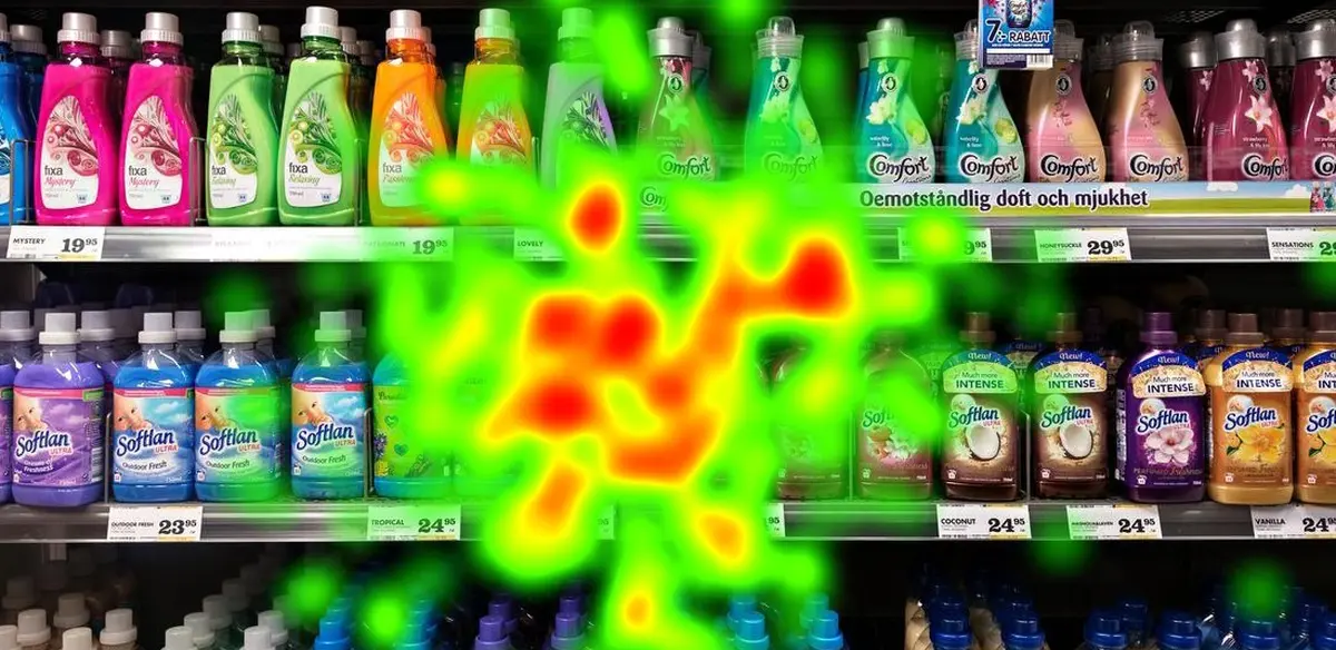 Supermarket Shelf with heatmap eye tracking