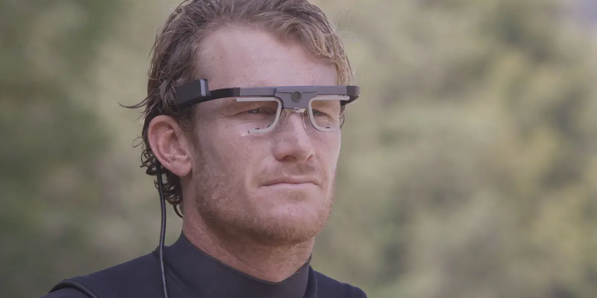 Bede Durbidge, professional surfer wearing Tobii Pro Glasses 2 eye tracker.
